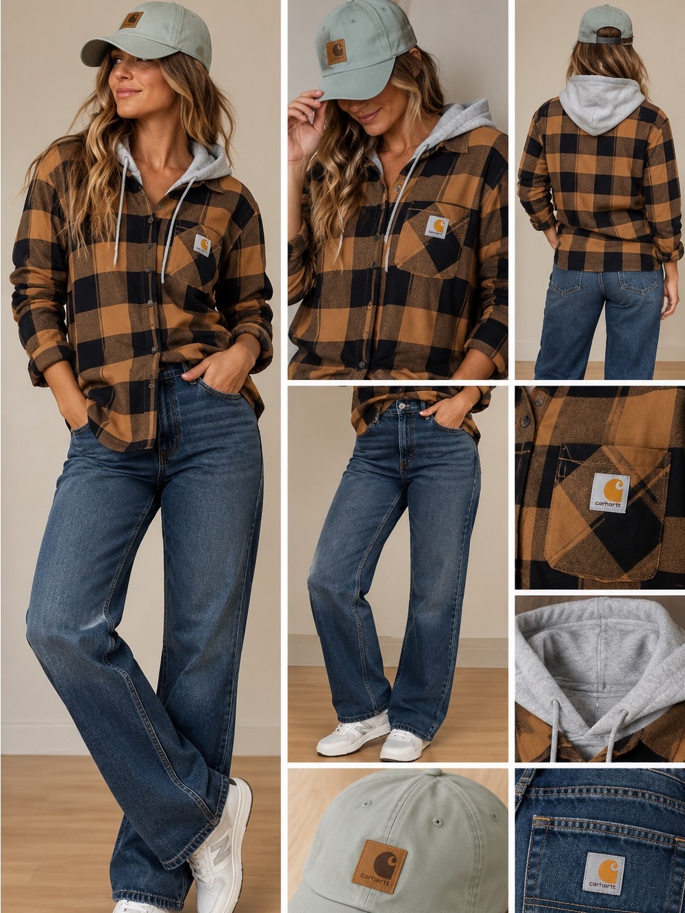 Three Piece CARHARTT Bundle | jeans, flannel button down + hat | EUC